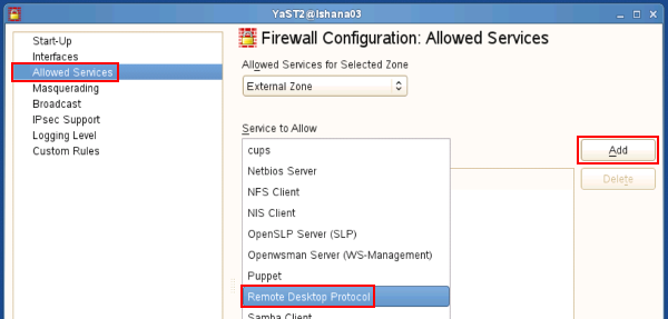 Configure RDP on firewall