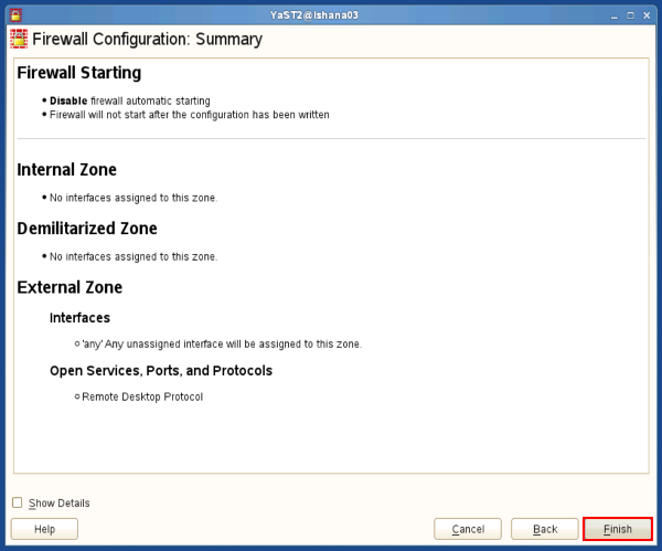 Firewall Configuration: Summery