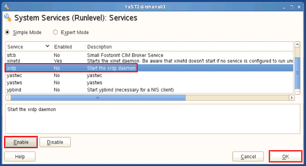 Enable the service xrdp